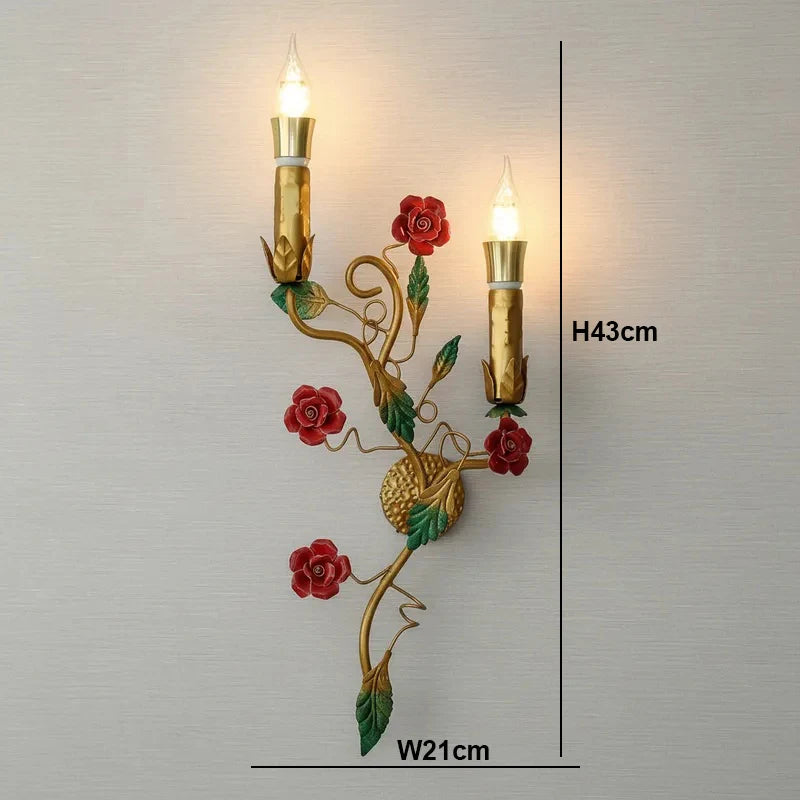Pink Red Ceramic Rose Chandelier Luxury French Gold 5 Lights Chandelier Bedroom Lighting 6/8/10 Living Room Hanging Lights