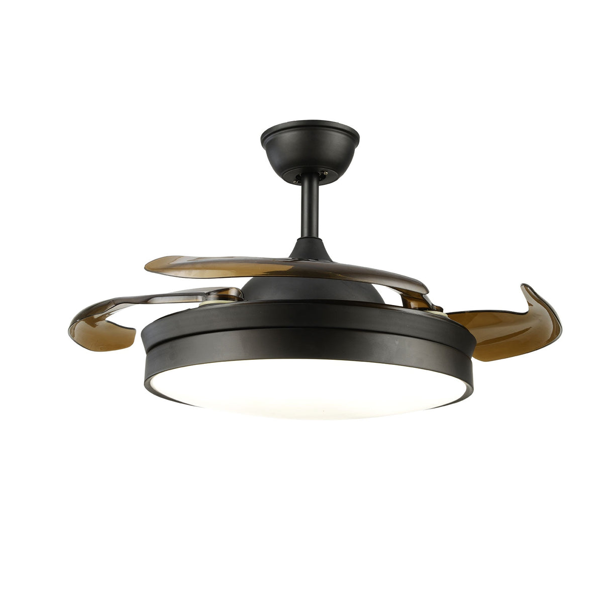 Modern Home Decor Retractable Ceiling Fans with LED Light Chandelier Ceiling Fan 3 Colors 3 Speeds 4 Invisible Blades
