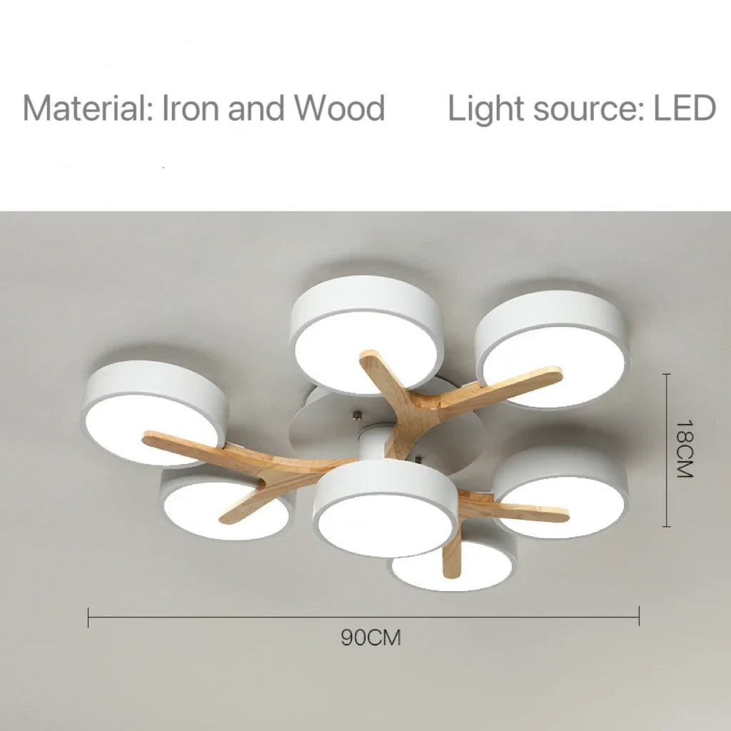 Nordic Modern Macaron Ceiling Lamp Chandelier Bedroom Minimalist Wood Home Decor Living Room Kitchen LED Lighting Fixtures