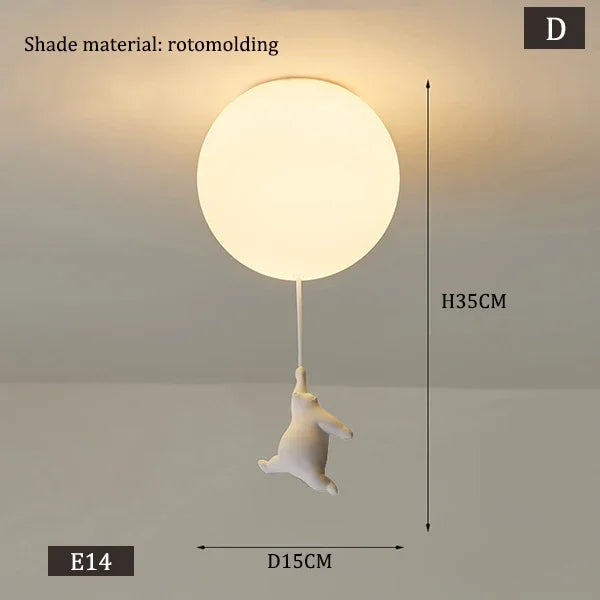 Designer Polar Bear Cartoon Pendant Chandelier - LED Resin Kid's Room Light