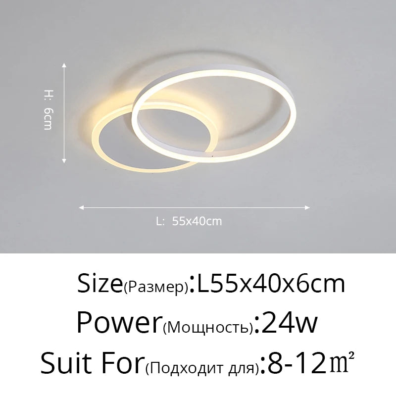 Modern Round Design Ceiling Lights For Living Room Bedroom Gold White Coffee Painted Circle Rings Lighting Fixtures Luminaire