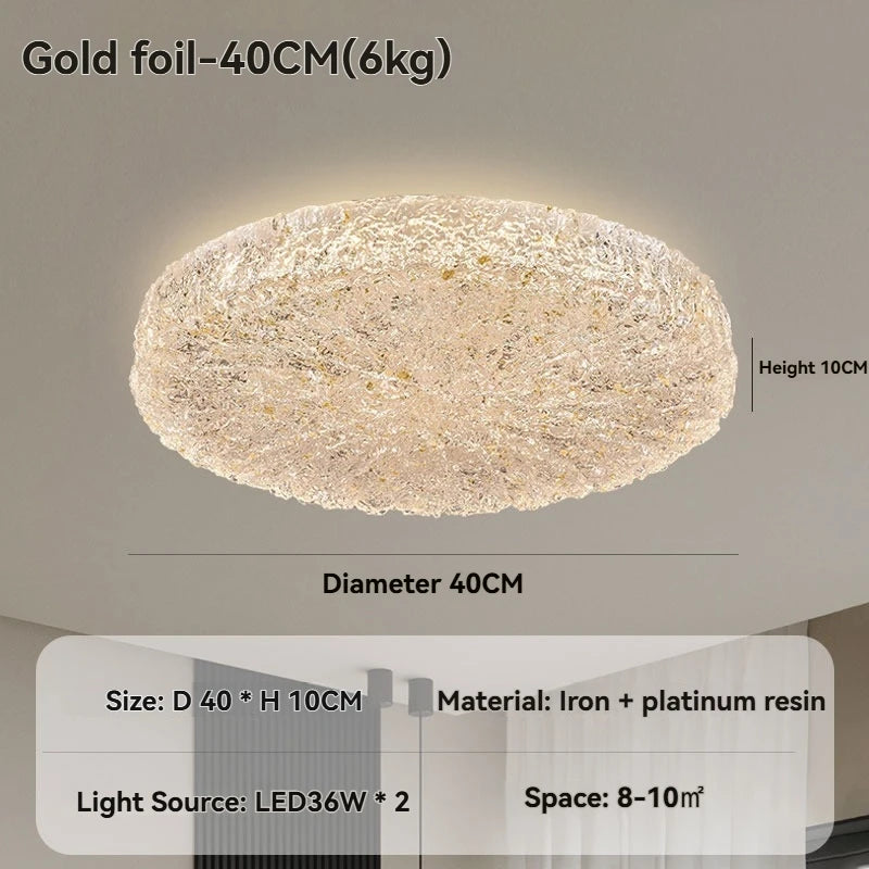 Minimalist Resin Ceiling Light Gold Luxury Led for Bedroom Living Room Decor 40cm 50cm 60cm Round Ceiling Lamp