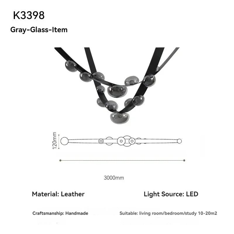 Modern Leather Belt Pendant Chandelier - Minimalist Designer Ceiling Light