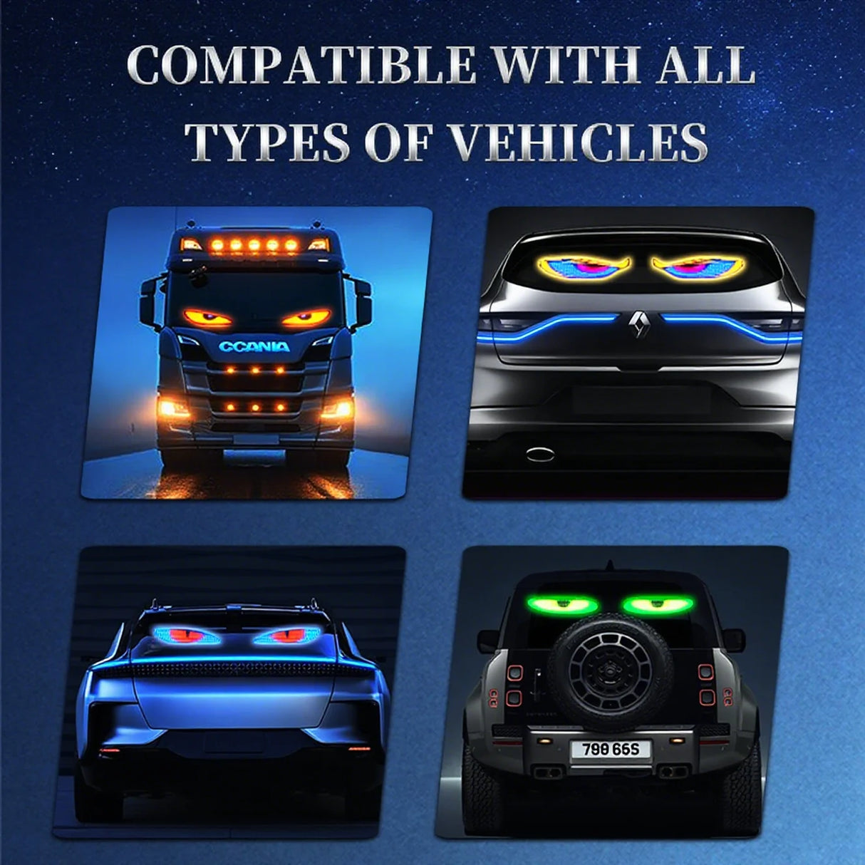 LED Truck Pixel Panel - Custom "Devil Eye" Scrolling Text Windshield Display
