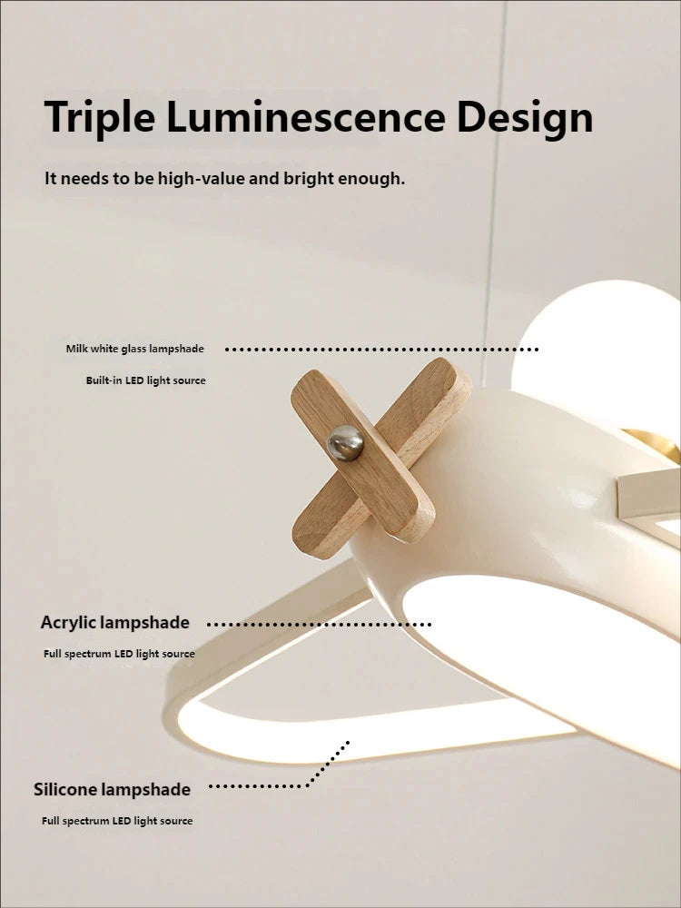 2026 Children's Room Airplane Chandelier - Creative LED Bedroom Pendant Light