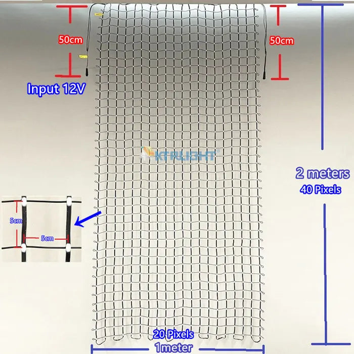 DC12V Addressable RGB LED Pebble Matrix Grid Screen (1m x 2m, 800 Pixels) - Flexible Intelligent Seed Light Display