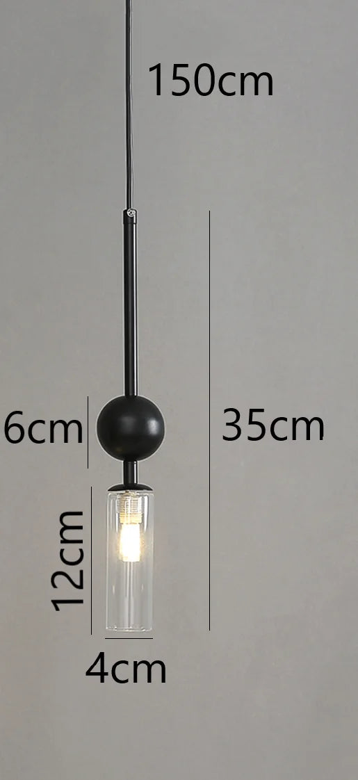Nordic Light Luxury LED Pendant Lamp - Gold & Black Iron Glass Chandelier Light Fixture for Dining Room, Bedroom & Bedside