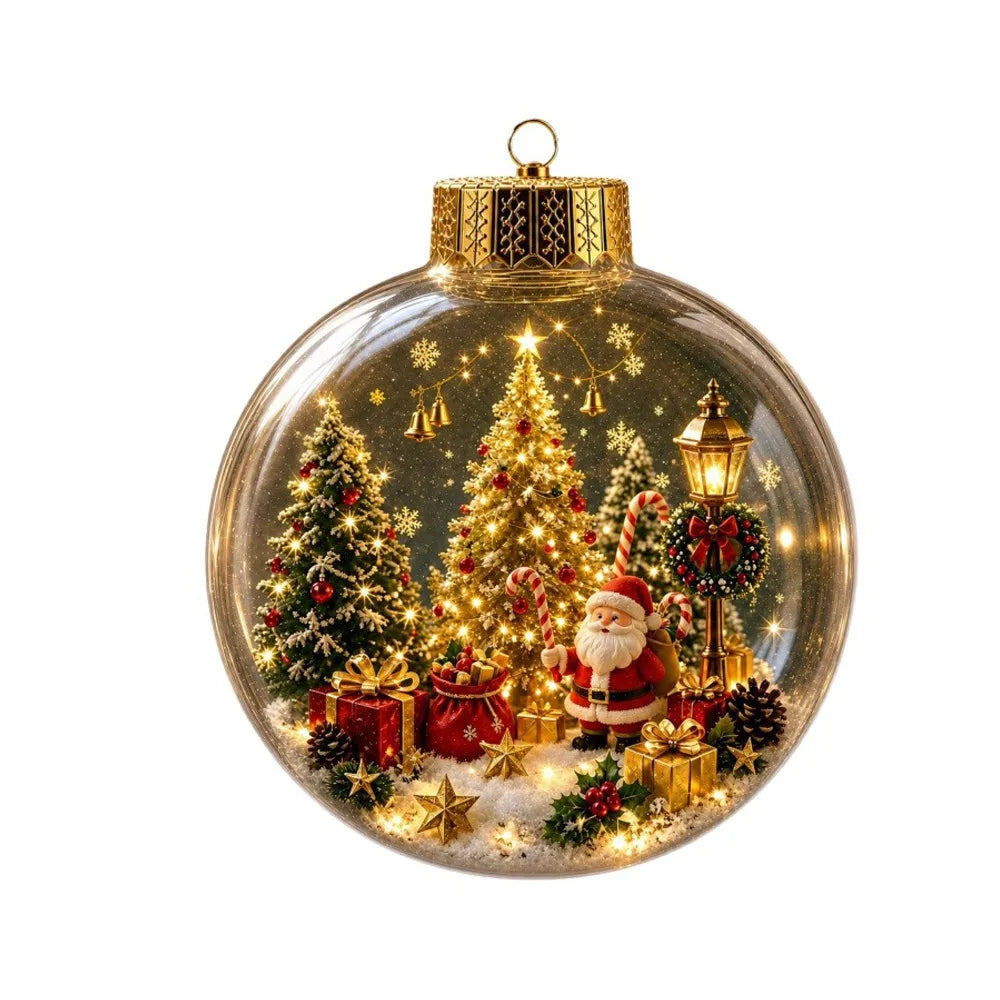 Acrylic Lighted Christmas Ball Ornament Transparent LED Lighted LED Christmas Tree Globe Decor Decorative