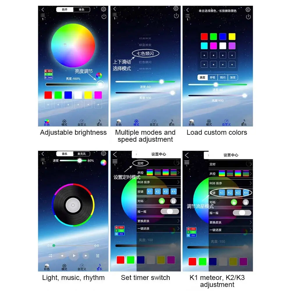 1/2/4 Split Fiber Optic Light Kit - RGBW Starry Sky Lamp with Bluetooth App & Music Sync - Distributed Ceiling Star Light for Car & Home