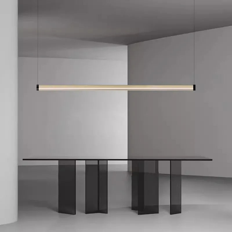 Nordic restaurant chandelier light luxury modern minimalist bar desk office chandelier creative one word long glass chandelier