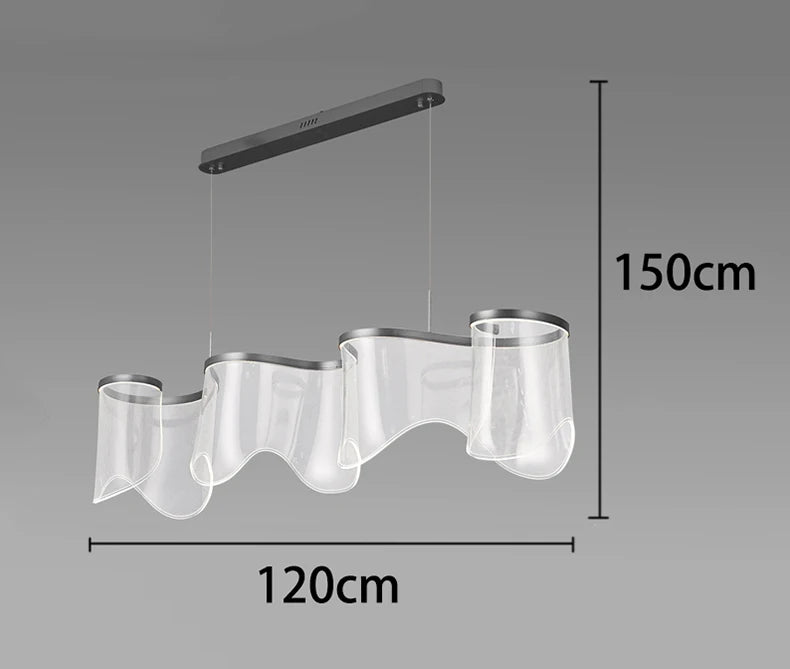 Medieval Bauhaus Luxury Fiberglass Paper Scarf Shape Wedge LED Pendant Light Lustre Lamps for Living Room Decoration Chandeliers