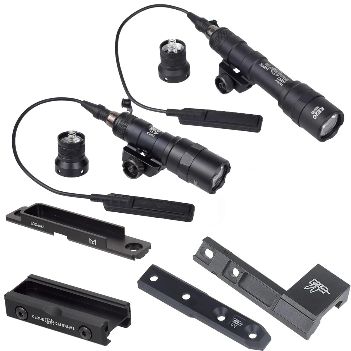 Tactical M300A / M600 Airsoft Scout Light with Thorntail Offset Adaptive Rail Mount (20mm Rail)