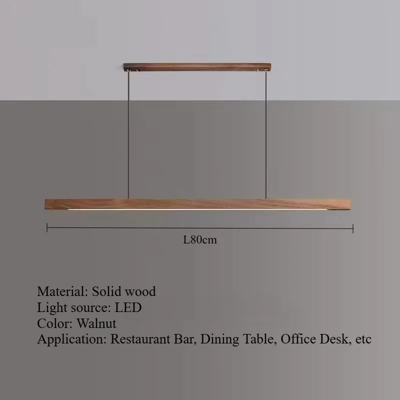 Nordic Walnut Solid Wood Pendant Light LED for Dining Tables, Study Rooms, Bar Counters, Office Desks, Indoor Home Lighting