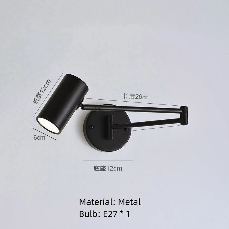 Modern Long Arm Wall Lights Gold Black White Metal Rotatable Foyer Bedside Reading Room Lamp E27 Bulb Drop shipping