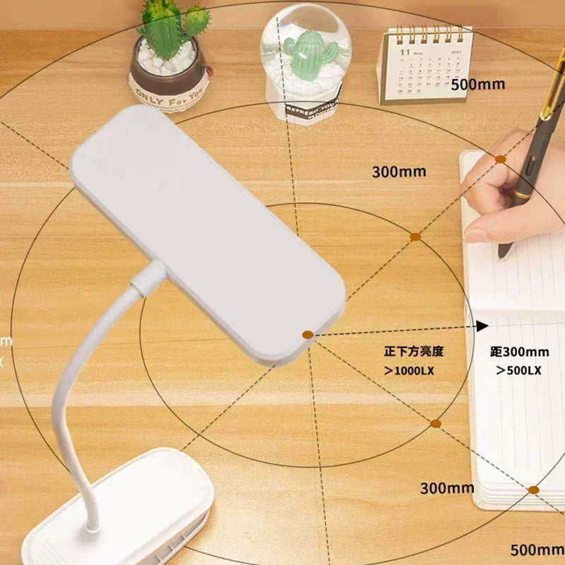 Flexible Foldable Led Rechargeable Desk Lamp With Clip Reading Book Night Light LED Touch 3 Modes Dimming Eye Protection Light