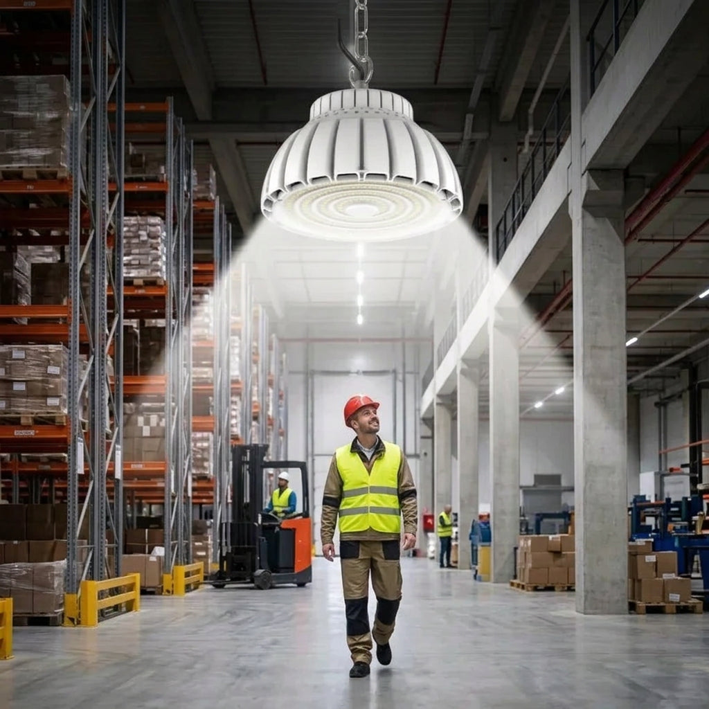 Modern LED High Bay Chain Chandelier Light - High Brightness Energy-Saving Industrial Ceiling Lamp for Factory, Warehouse & Workshop
