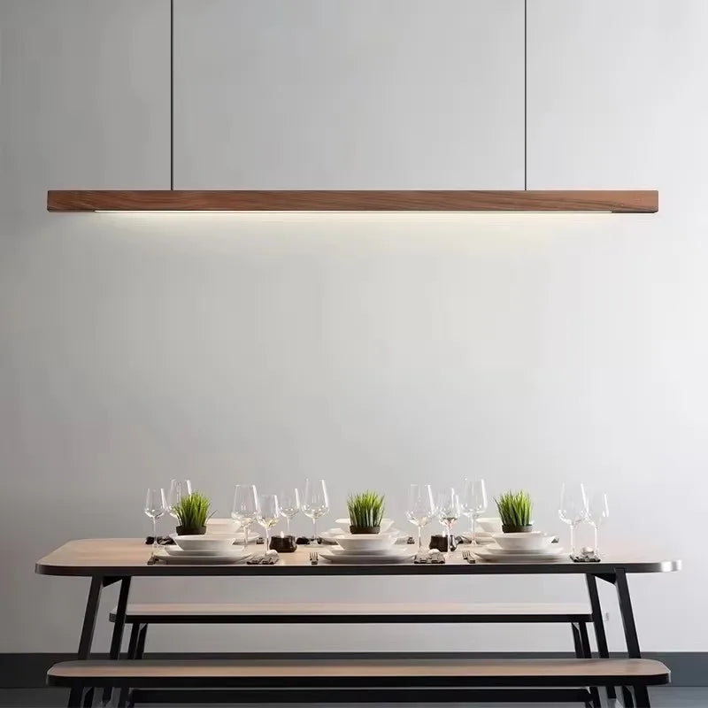 Walnut Color LED Chandelier Dining Room, Kitchen, Island Hanging Lights, Restaurant, Office ,Coffee ,Home Lighting Ash Wooden