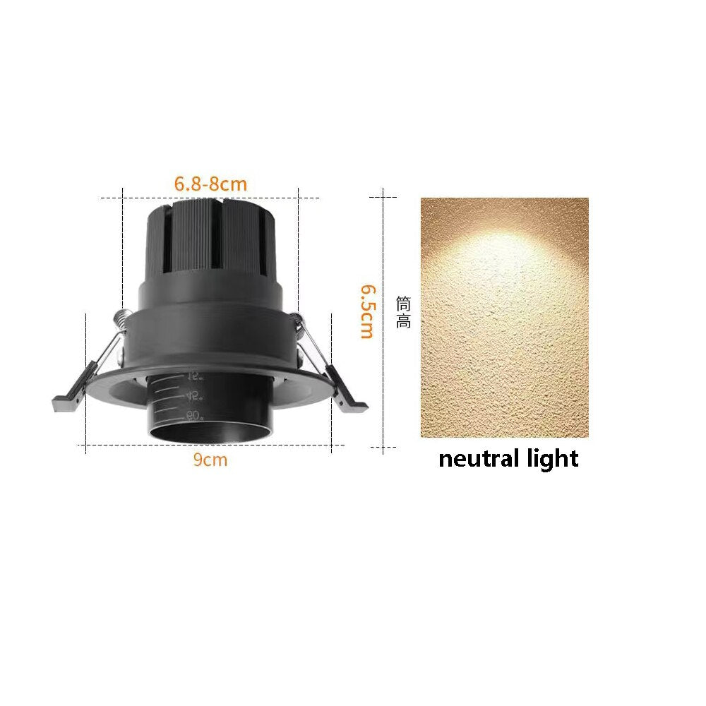 LED Recessed Spotlight Commercial Lighting Downlight Telescopic Focusing Spotlight Home Living Room COB Spotlight