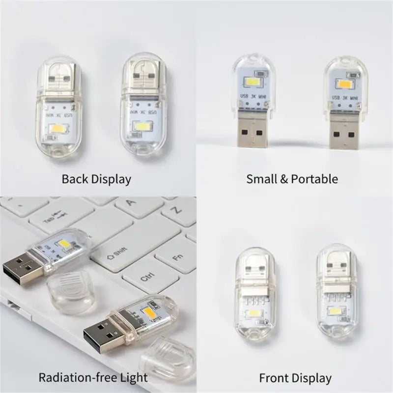 Mini Portable Led Usb Light 2-24LEDS Book Light Reading Night Light Warm White 5V Power 3000K-7000K For PC Laptop Mobile Power