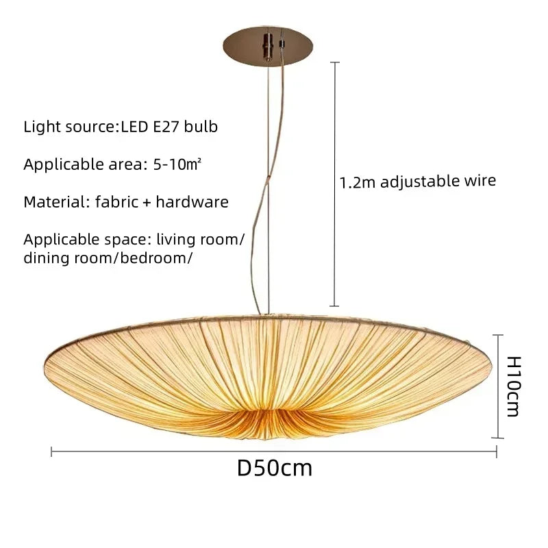 Japanese Wabi Sabi Cloth Pendant Light Bar Living Room B&B Bedroom Nordic Ceiling Chandelier Lighting Decor Lustre Hanging Lamps
