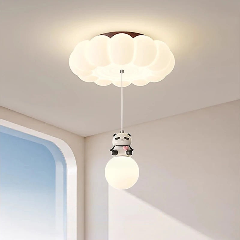 Children's Room Cloud Ceiling Lights LED Panda Hanging Ball Light French Cream Style Baby Room Boy Girl Bedroom Ceiling Lamps
