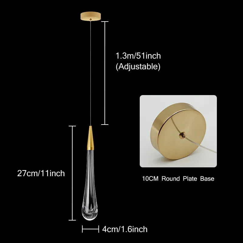 Crystal Led Pendant Lights For Bedroom Dining Room bar Water drop Chandelier Stair lamp interior decoration Hanging lamps