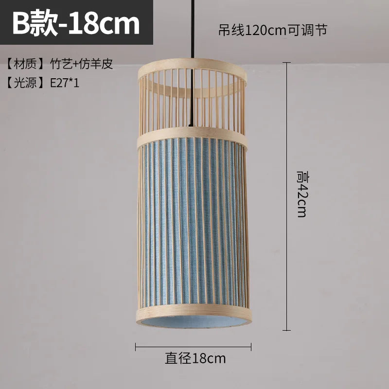 Chinese Bamboo Weaving Bamboo Chandelier Zen Tea Room Hot Pot Restaurant Light Hotel Hotel Balcony Japanese Retro Lantern Lights