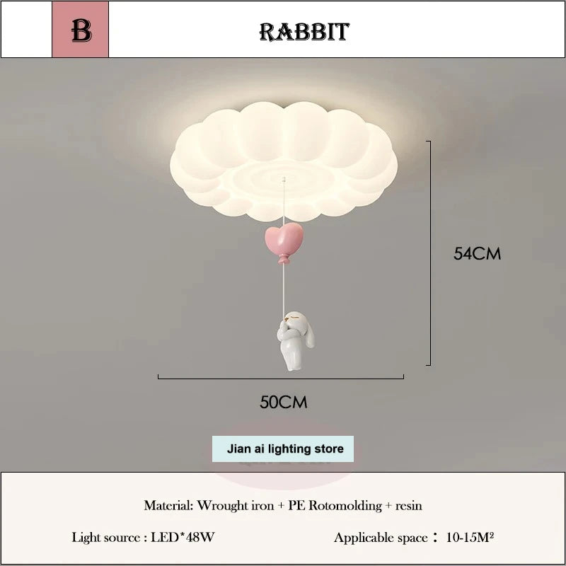 LED Bubble Cloud Rabbit Light Children's Room Ceiling Lights Cream Style Warm Baby Room Nursery Boy Girl Bedroom Ceiling Lamps