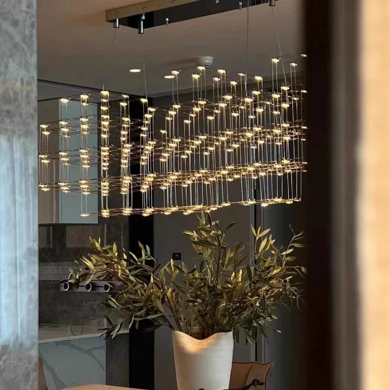 Nordic Restaurant Pendant Light Modern Simple LED Starry Sky Atmospheric Luxurious Creative Straight Strip Light