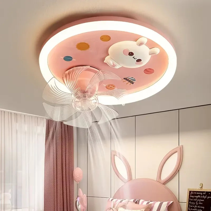 2026 Modern Kids Room Ceiling Fan Light Cartoon Moon Astronaut Ceiling Lamp Boy Girl Bedroom Nursery Study Chandelier Ceiling Li
