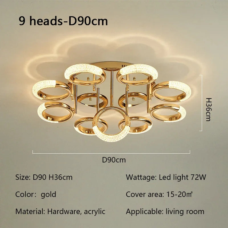 Modern Light Luxury Circle Ring Led Ceiling Lamp Acrylic Luster Living Room Lights Lighting Home Decor Bedroom Lamps Fixtures
