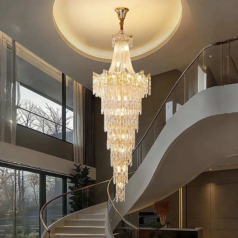 Staircase Long Chandelier Duplex Crystal Chandelier Light Luxury Villa Living Room And Lobby Light Lustre Ceiling Chandelier 