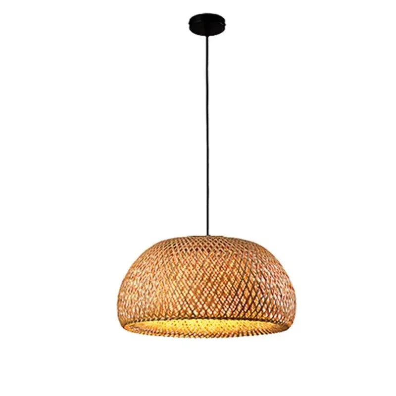 Bamboo Lantern Pendant Lamp Natural Rattan Wicker E27 Chandeliers Hand-Woven Bamboo Lampshades Lighting Fixtures Hanging Light
