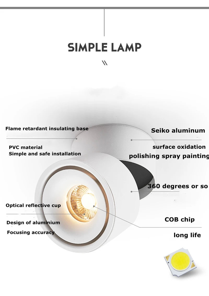 350° rotation 90° up and down folding adjustable light mounting and track spotlights suitable for home merchants 10W,12W,15W,18W