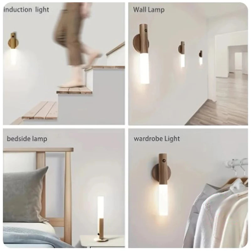 Wireless LED Motion Sensor Night Light - USB Rechargeable Wall & Cabinet Lamp