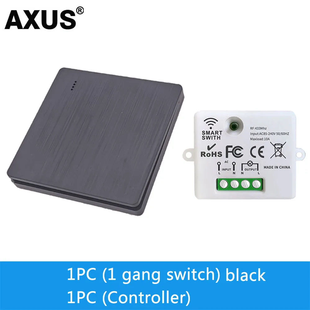 86 Type Wireless RF 433MHz Wall Panel Remote Control (1/2/3 Gang) - Smart Switch Transmitter for LED Light, Lamp & Ceiling Fan