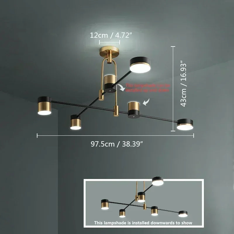 Modern Home Decoration Pendant Light Simple Fashionable Nordic Black Gold Led Lamp Living Room Dining Bedroom Salon Chandeliers