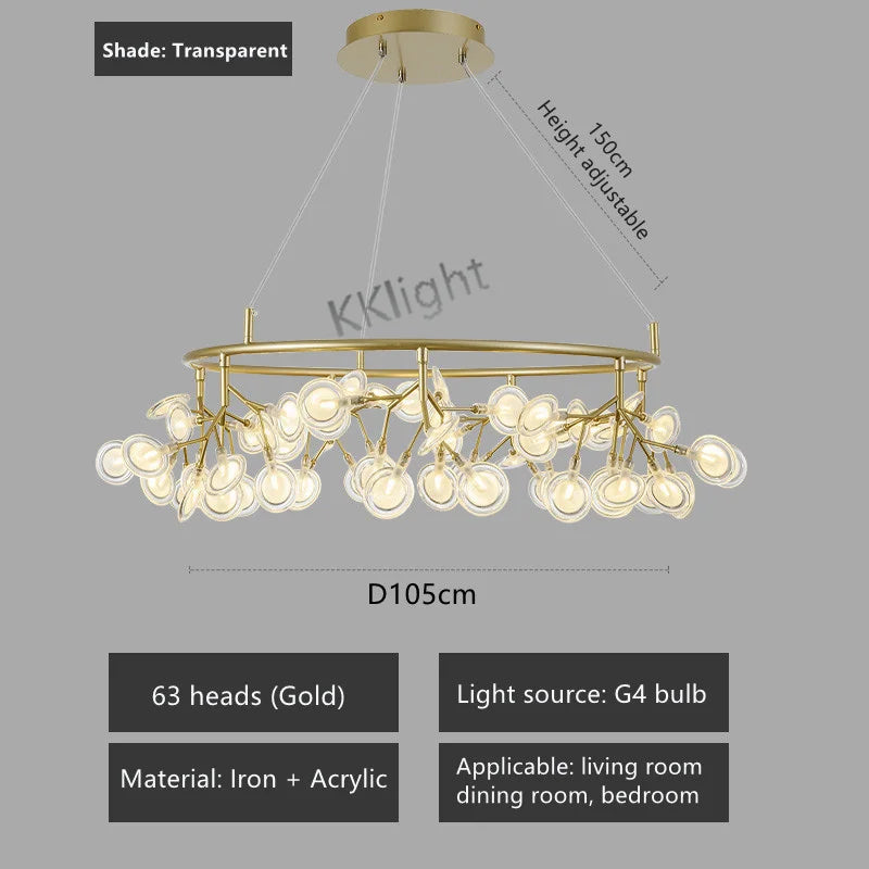 New Nordic Modern Firefly Chandelier Light Living Room Led Lamp Round Pendant Lamp Decor Ceiling Chandelies Hanging Lighting