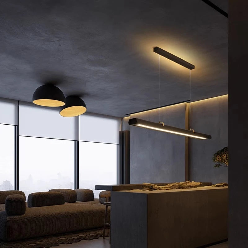 Modern Minimalist Dining Room Chandelier LED Pendant Lamp for Dining Table Restaurant Cafe Bar Office Hanging Lights Long Strip