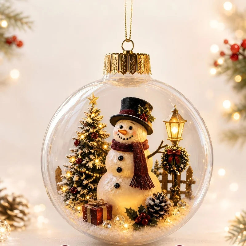 Glowing Bell Christmas Decorations 2026 Snow Globe Ornament Xmas Tree Santa Snowman Christmas 2026 Decoration Navidad Pendant
