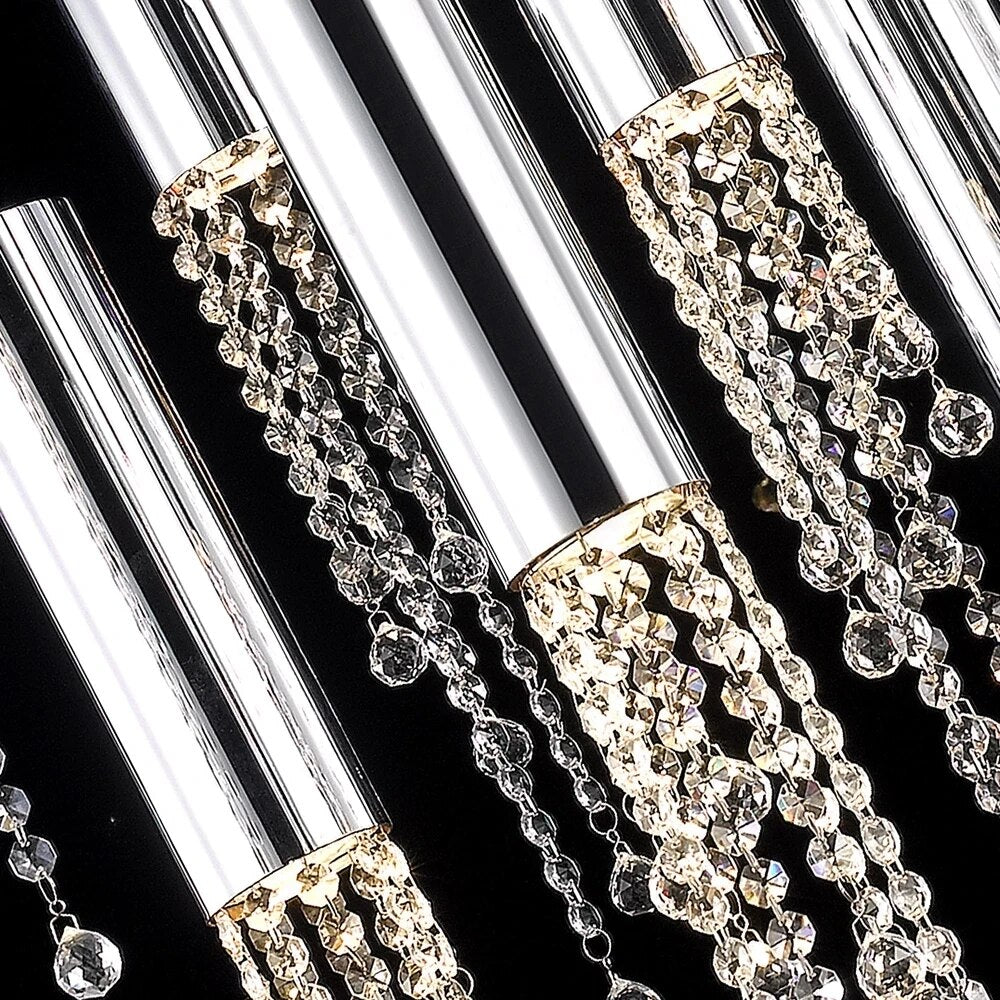 Modern Chrome Crystal LED Chandelier Luxury Large Cristal Staircase Hanging Fixture For Hallway Lobby Long Indoor Ceiling Lustre