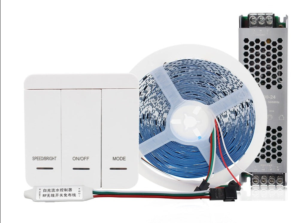 DC24V 10M WS2811 Horse Race LED Strip 2835 120Led/m Running Water Flowing Light with Wireless Controller Cool Natural Warm White