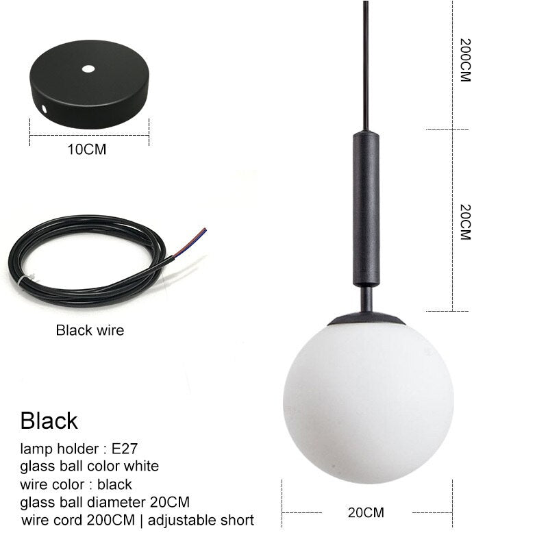 Modern Pendant Lamp Luxurious Gold Glass Ball Lampshade Hanging Lights Fixtures For Dining Room Bedroom Decoration Lighting