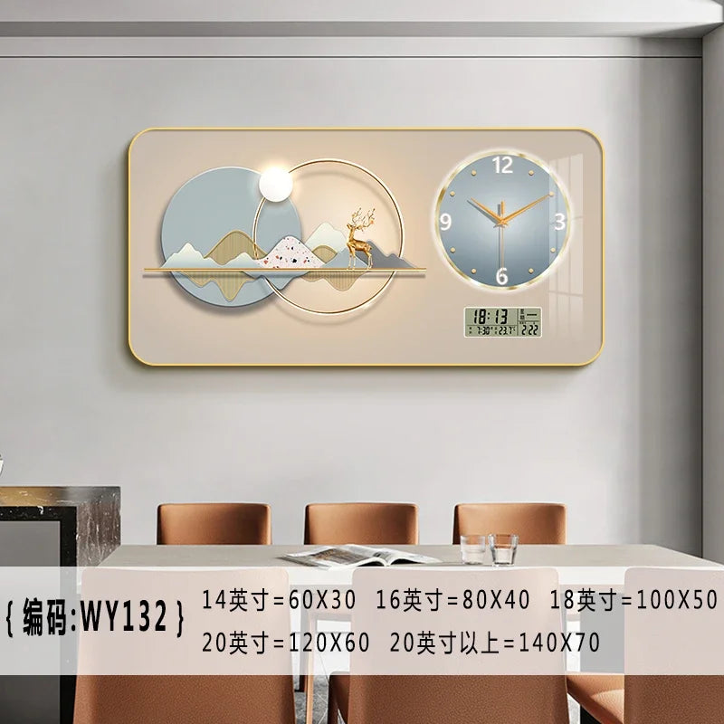 Nordic elk wall clock living room Creative fashion perpetual calendar electronic clock wall atmosphere dining room decoration