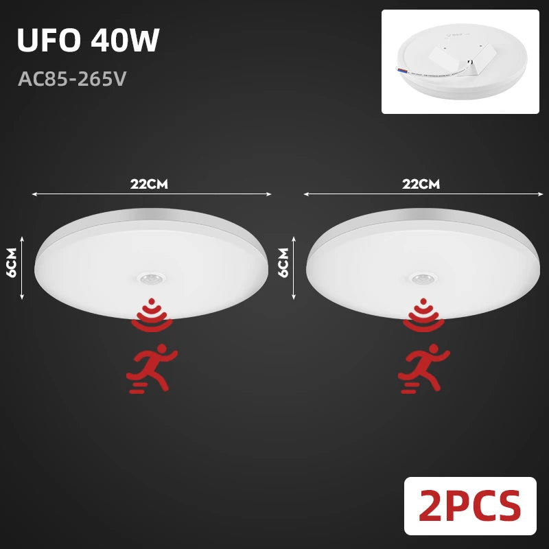 Modern LED Motion Sensor Ceiling Lamp - 20W PIR Smart Night Light Fixture