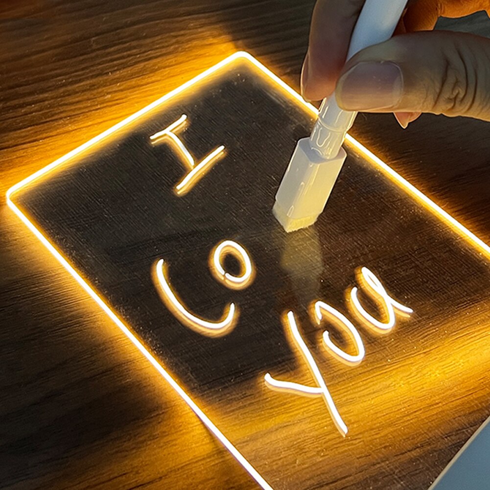 Atmosphere Lamp Creative Gift Memo Board LED Table Lamp USB Message Board with Pen Children's Gift 3D Night Light