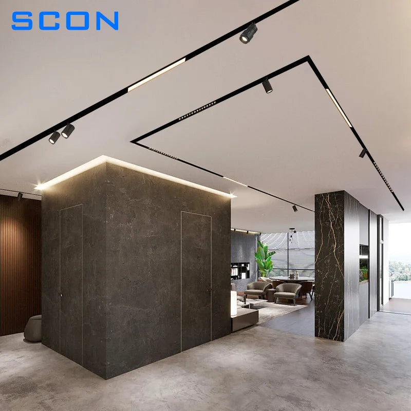 New Design Flood Spot Recessed Magnetic Track Light Led Line Lamp Magnet Rail Ceiling System Indoor Track Lights for Room