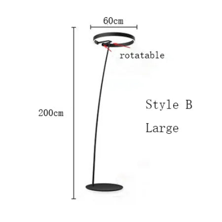 Italian arc floor lamp gold black LED Fishing ring Light Creative Loft Living Room Bedroom Sofa Corner dinner Standing Lamp