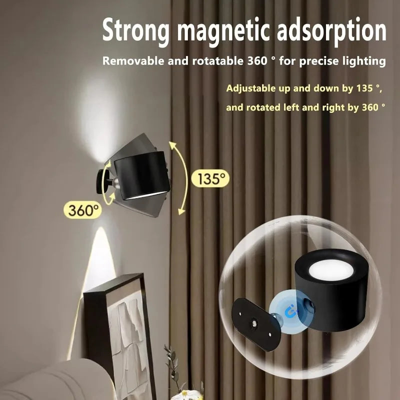 LED Wall Lights with Remote, Rechargeable Wall Mounted Reading Sconces Lamp 2000mAh, 3 Colors & Dimmable Magnetic 360° Rot