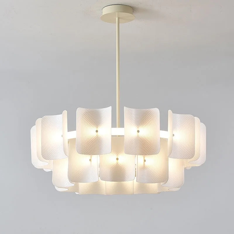 White Large Chandelier Minimalist Wabi Sabi Acrylic Lamp Dining Living Room Hotel Lobby Hanging Lamp Fixture